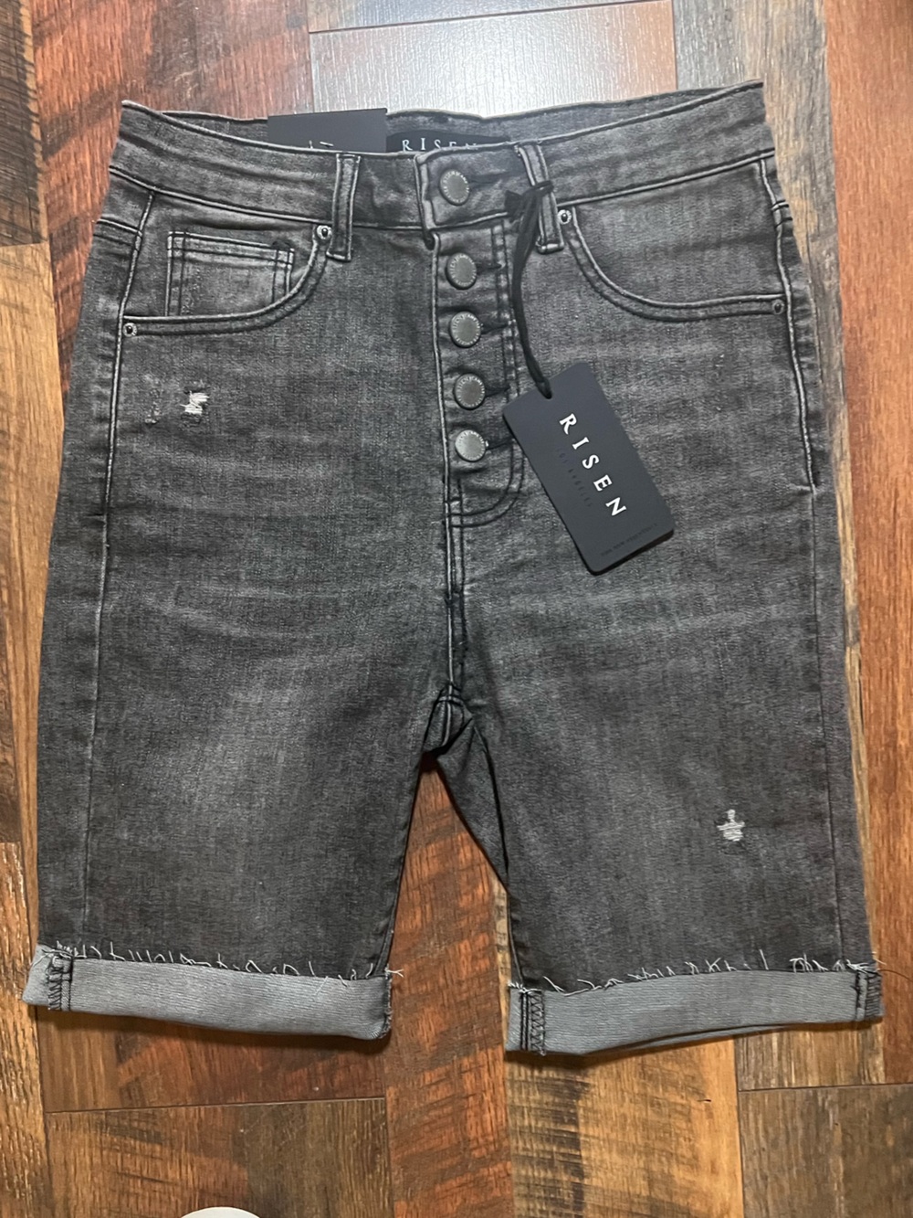 Risen high rise black denim Shorts size small